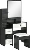HOMCOM Ensemble de coiffeuse - Panneau de particules - 80x38x143cm - Noir