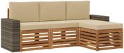 vidaXL Acacia Hout Loungeset Bank Natuurlijk en Beige 4-zits