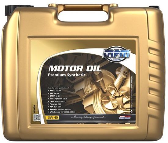 MPM international oil company Motorolie 5W40 Premium Synthetisch 20 liter