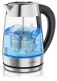 Arendo Waterkoker Glas 1,7L 2200W 2-in-1 Theebereider met Theezeef, 5 Temperatuurstanden, LED-kleurverandering, Warmhoudfunctie