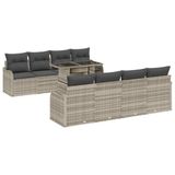 vidaXL - Tuinbank - Set - 9 - st - 8-Aantal - zitplaatsen - Lichtgrijs - Poly - Riet