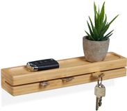 Merkloos Relaxdays sleutelrekje - voor binnen - 29,5 cm breed - wand - bamboe
