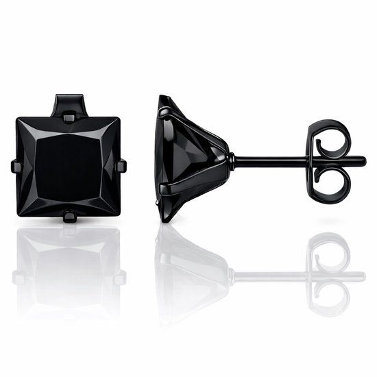 LGT JWLS LGT Jewels Stud oorbellen Edelstaal Black Edition 8mm