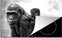 Merkloos KitchenYeah® Inductie beschermer 77x51 cm - Gorilla - Zwart Wit - Inductie kookplaat accessoire