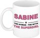 Bellatio Decorations Naam cadeau Sabine - The woman, The myth the supergirl koffie mok / beker 300 ml - Oudroze Keramiek