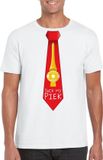 Bellatio Decorations Shoppartners Bv Wit kerst T-shirt voor heren - Suck my Piek rode stropdas print S