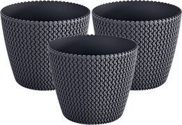 Prosperplast Pakket van 5x stuks plantenpot/bloempot kunststof dia 16 cm en hoogte 13 cm in het antraciet grijs voor binnen/buiten