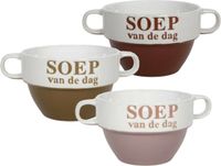 Bellatio Design Soepkommen - Soep van de dag - 9x stuks - multi kleuren - keramiek - D12 x H8 cm - Stapelbaar