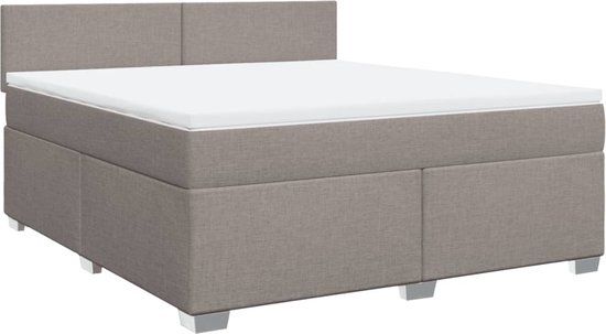 vidaXL Boxspring met matras stof taupe 180x200 cm