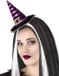 Atosa Halloween heksenhoed - mini hoedje op diadeem - zwart/paars