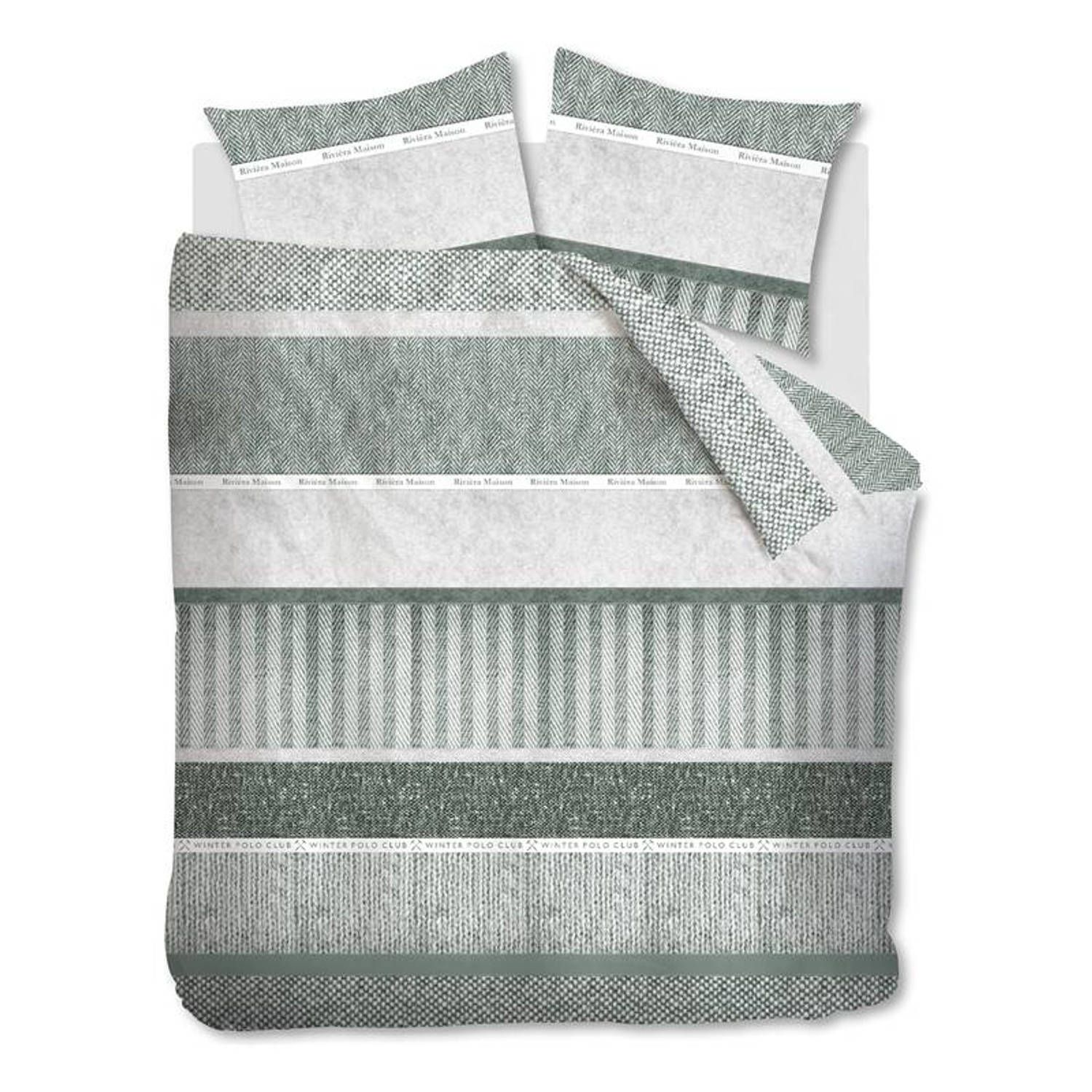 Riviera Maison Winterclub Dekbedovertrek Lits-jumeaux 240x200/220 cm Katoen Grey Green