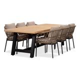 LUX outdoor living James/Dakota beige/antraciet dining tuinset | 6 personen | teakhout + touw | 260cm
