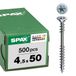 SPAX Renovatieschroef, 4,5 x 50 mm, 500 stuks, Fixeerschroefdraad, Verzonken kop, T-STAR plus T20, 4CUT, WIROX - 0541010450505