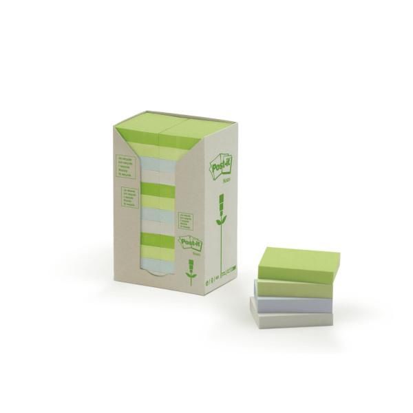 Post-it 653 - Memoblaadjes - 38 x 51 mm - Blauw, Groen, Grijs - 24 stuks