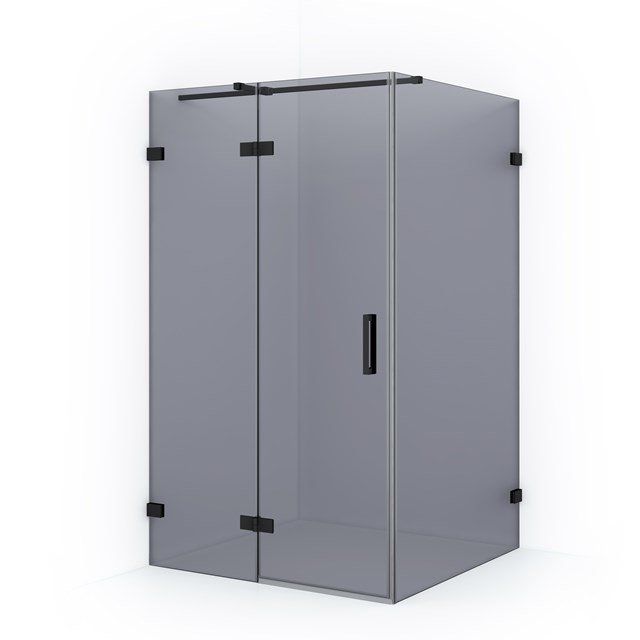 Maxaro Douchecabine Diamond 110x100cm 8mm Rookglas Veiligheidsglas Mat Zwart