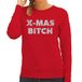 Bellatio Decorations Foute Kersttrui Christmas Bitch zilver glitter rood dames XL