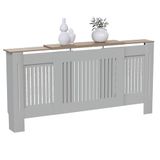 Vida Designs Arlington Radiatorombouw Olive Grey - Verstelbaar - Shaker Style Vertical Slat Design For Optimal Heat Circulation- H83xW140-204xD19cm -Geschilderde MDF-kast Ideaal voor woonkamer en gang