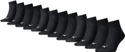 PUMA Quartersokken Plain Zwart - Enkelsokken - 12 paar - Maat 47/49