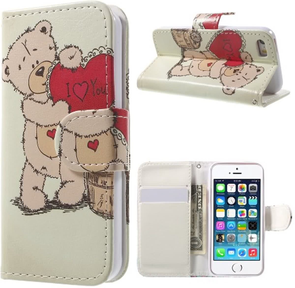 - Qissy Lovely Bear portemonnee case hoesje voor iPhone 7
