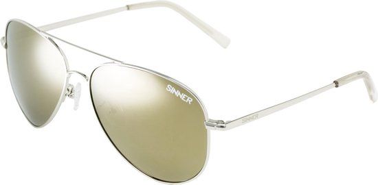SINNER Morin Aviator Zonnebril - Unisex - Zilverkleurig - Bruine gepolariseerde lenzen