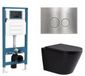 QeramiQ Dely Toiletset - inbouwreservoir Qeramiq Flush - 35mm zitting - metaal RVS bedieningsplaat - ronde knoppen - mat zwart