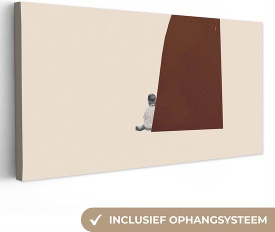 OneMillionCanvasses Canvas Schilderij - Abstract - Jongen - Pastel - Bruin - 40x20 cm