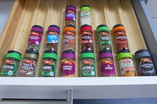 Merkloos Kruidenrek [Set van 2] - Bamboe Houten Lade Kruidenrek - Kruiden organizer voor in de keukenlade - Hout