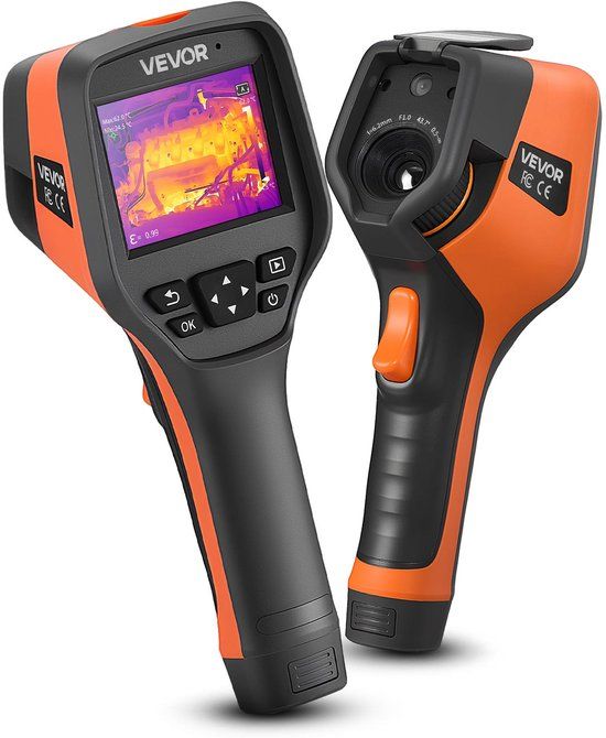Vevor Warmtebeeldcamera, 384x288 Ir-Resolutie, Warmtebeeldcamera met 5mp Zichtbare Camera, Vernieuwingsfrequentie van 30 HZ, Infraroodcamera met 3,5 Inch Touchscreen, -20 Tot 50 °C, Wifi-Ondersteuning