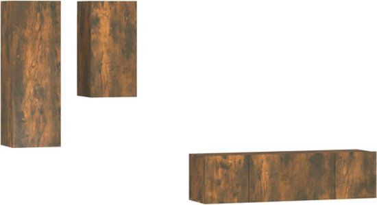 vidaXL 4-delige Tv-meubelset bewerkt hout gerookt eikenkleurig