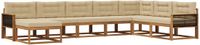 vidaXL - Hoek loungeset - 8 zitplekken - Natuurlijk en beige - Acacia hout