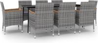 vidaXL 9-delige Tuinset met kussens poly rattan en glas