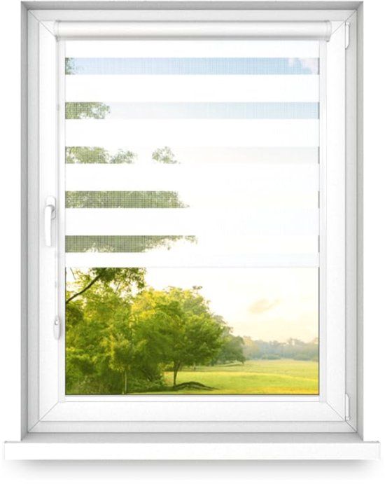 Fart Produkt Dubbele Rolgordijnen Zonder Boren - Zebra-Rolgordijnen voor Ramen en Deuren - om te Plakken, met Aluminium Cassette, Lichtdoorlatende Stof - Klassiek wit, 900x1600, Links