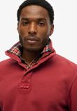 Superdry - Klassieke katoenen piqué-trui met halve rits - Heren - Truien - XXL - Red