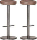 vidaXL Barkrukken - 2 stuks - Echt Leer - Verweerd Bruin