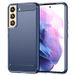 Samsung Coque Samsung Galaxy S22 5G en TPU Brossé - Fibre de Carbone - Bleue