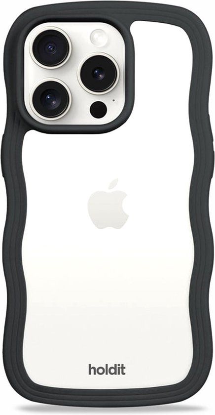 Holdit Wavy Case geschikt voor Apple iPhone 15 Pro - Black / Transparent