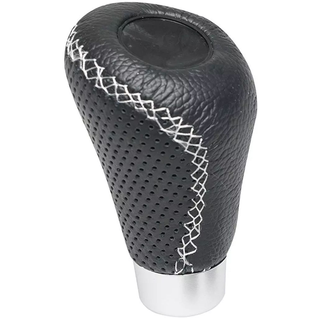 Race Sport Pookknop Universeel Leer 8.5 cm Zwart/Wit