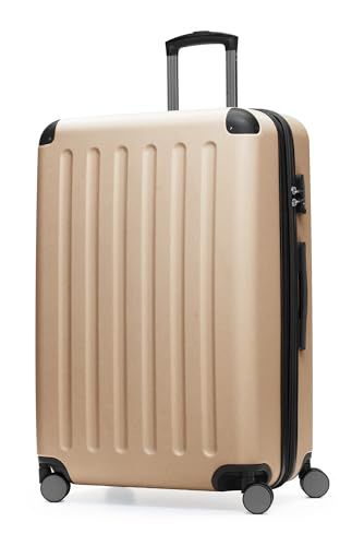 HAUPTSTADTKOFFER - Spree - harde koffer met 4 dubbele wielen, trolleykoffer, uitbreidbare reiskoffer, 75 cm, 119 liter, Champagne