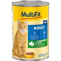 MultiFit MultiFit nat kattenvoer Adult, Paté, Konijn en eend 12x400 g