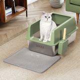 Merkloos Kattenbak XXL met stalen frame, zandrand, schep en antislipmat, 35 liter, 60 x 40 x 30 cm