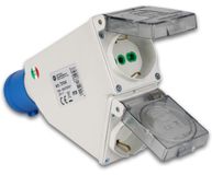 Industriële Cee Industriële dubbele stekkeradapter: 2P + T16A Cee blauwe aansluiting: 2X2P + T 16A tweepas Schuko - IP44