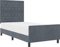 vidaXL Boxspringbed met hoofdeinde, donkergrijs, 90 x 190 cm, fluweel