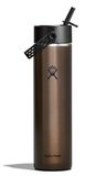 Hydro Flask Lightweight Wide Flex Straw Cap Bottle 710 ml (24 oz) – Roestvrij Staal, Lekdicht met Band – Geïsoleerd 24 Uur Koud – Obsidian