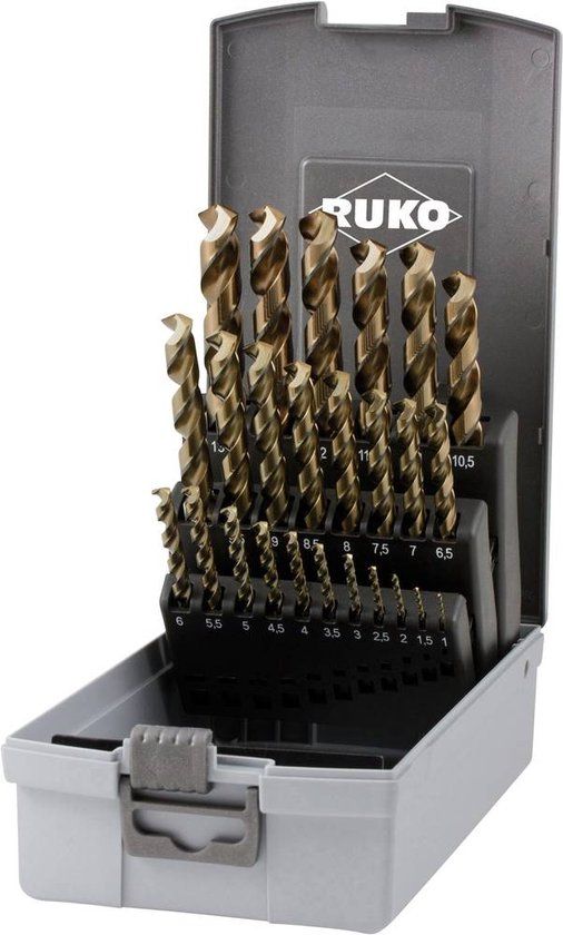 RUKO HSSE-Co 5 Metaal-spiraalboorset - 25-delig - DIN 338 - 228215RO