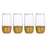 Premier Brands of America Premier Housewares vastrid High Ball glazen, goud, 7 x 7 x 15 cm, 4 stuks