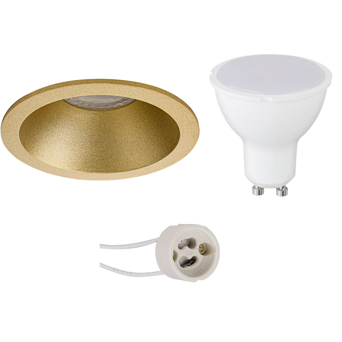 BES LED LED Spot Set - Aigi - Pragmi Pollon Pro - GU10 Fitting - Inbouw Rond - Mat Goud - 8W - Warm Wit 3000K - Verdiept - Ø82mm