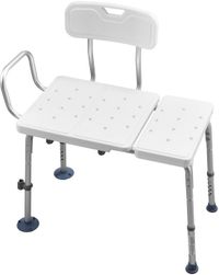 VEVOR Banc de transfert de bain, Capacité de charge jusqu'à 180 Kg, Siège de douche avec accoudoirs, dossier et ouverture pour rideau, Siège de bain réglable en hauteur pour seniors et personnes à mobilité réduite