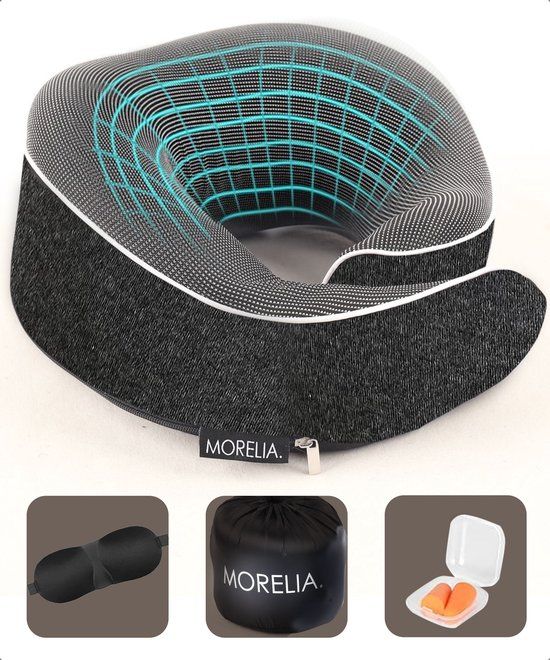 Morelia® Nekkussen Donker Grijs - Luxe Reiskussen - Traagschuim - Unisex