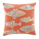 Tommy Bahama Batic Fish 20 inch decoratief kussen, antieke palm, multi oranje