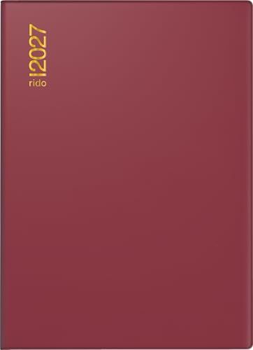 rido/idé 7018182297 Taschenkalender Mod. Technik II 2027 A6, Kunststoff, bordeaux